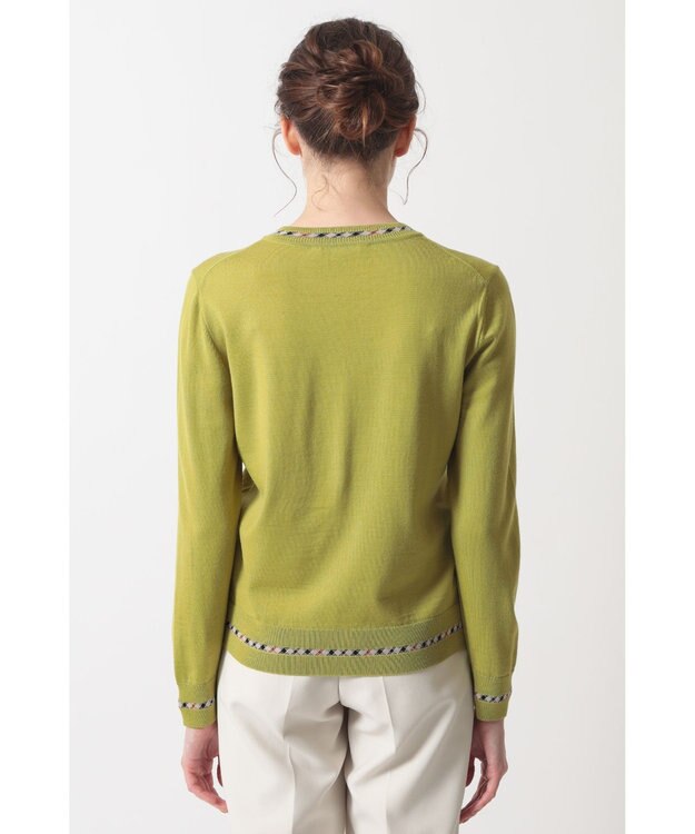 DAKS スーパーファインメリノウール チェックカーディガン グリーン