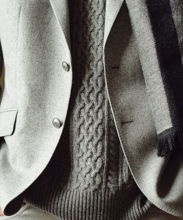 JOSEPH ABBOUD 【キングサイズ・ソフト/JAPANファブリック/LIBERTY柄裏地】ムリネフランネル ジャケット ライトグレー系