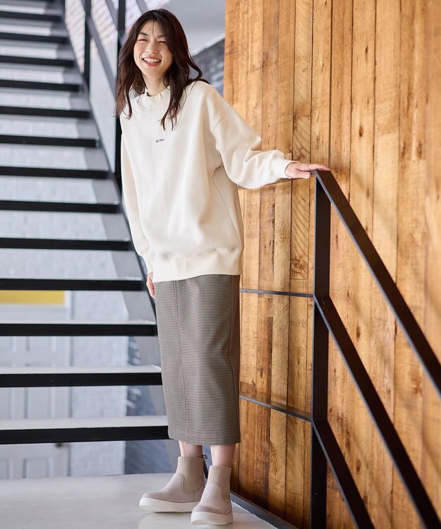 ANY L 【手洗い可/ウエストゴム/裏起毛】チェックボンディングタイトスカート ガンクラブ