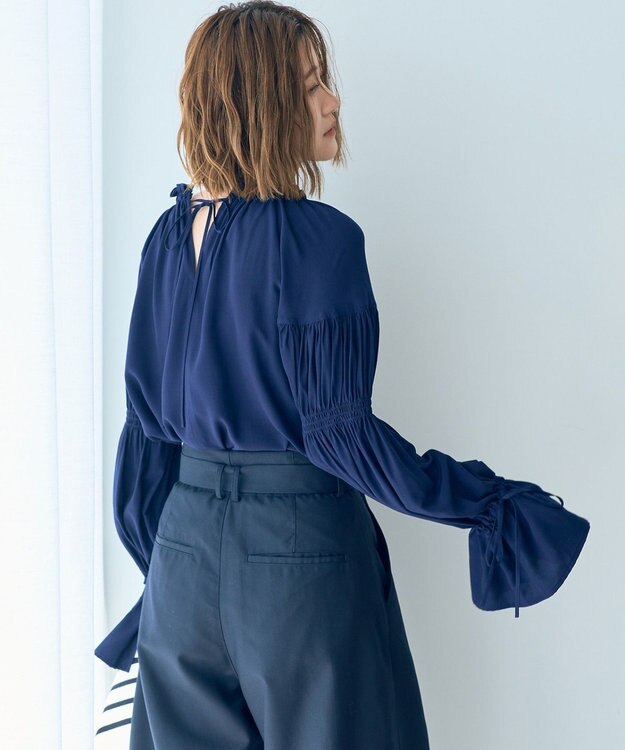 YECCA VECCA 2wayギャザーデザインブラウス Navy