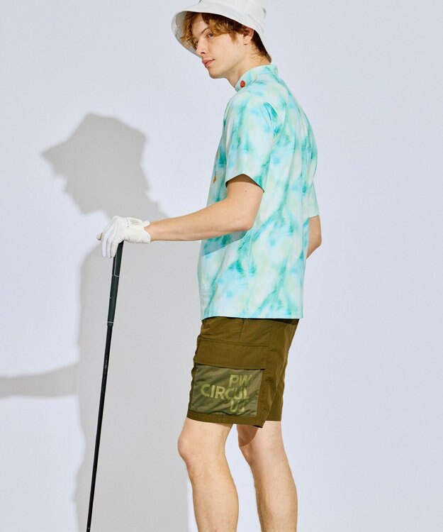 PW CIRCULUS 【MEN】メッシュカーゴショーツ ゴルフ カーキ系