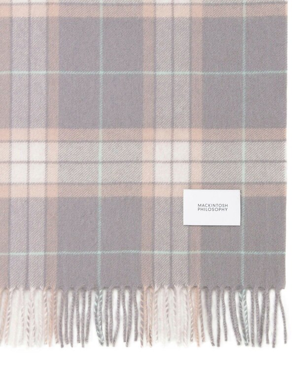 MOONBAT MACKINTOSH PHILOSOPHY(マッキントッシュ フィロソフィー）カシミヤ100％ クラシカルチェックマフラー ライトグレー