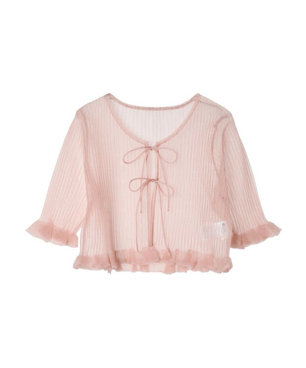 earth music&ecology シアーラメフリルカーディガン Pink