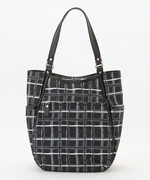 Y'SACCS ドローイングチェックトートバッグ ブラック