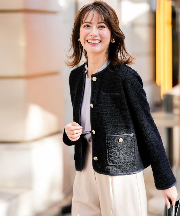 ANY SIS ネップツイード ジャケット ネイビー