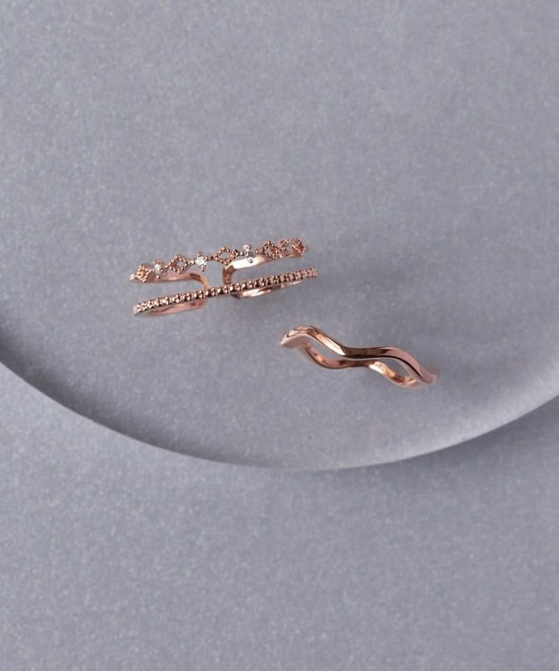 Phoebe フェミニンプレイスドビジューセットリング　ローズゴールド ローズゴールド