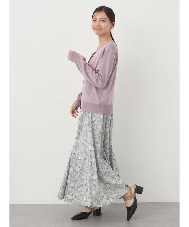 earth music&ecology いろいろ釦クルーネックカーディガン Lavender