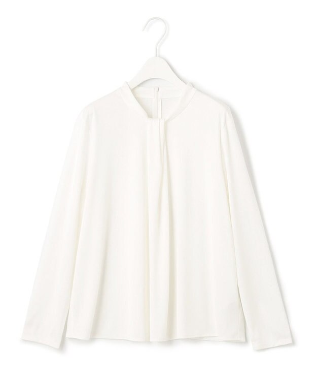 ICB L 【洗える】トリアセサテンスムース ボウタイ風プルオーバー オフホワイト系