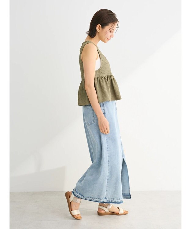 Green Parks ジャガードペプラムＺｉｐベスト Khaki