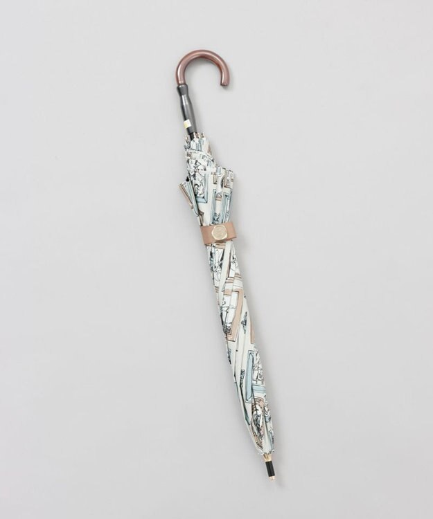 AURORA 【 Beaurance （ビューランス）】プリント額縁柄　晴雨兼用傘（長傘） ライトベージュ