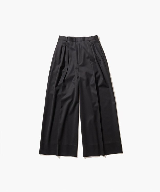 ATON COMPACT WOOL | 3タックワイドパンツ BLACK