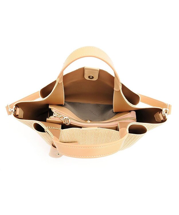 MioFIRANO ウーブンルックハンドバッグ 2WAY パスケース付き　FIRANO フィラノ BEIGE