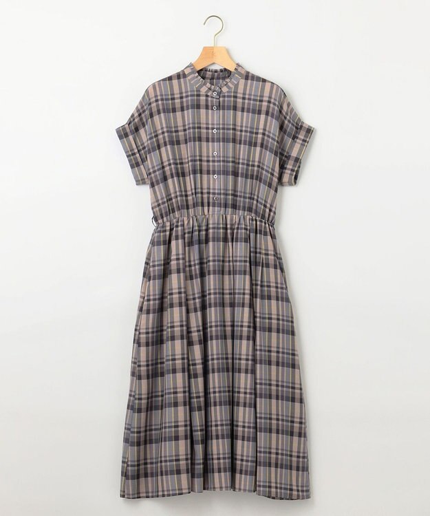 組曲 【リボンタイ付き】シアーツイルチェック ワンピース パープル系3