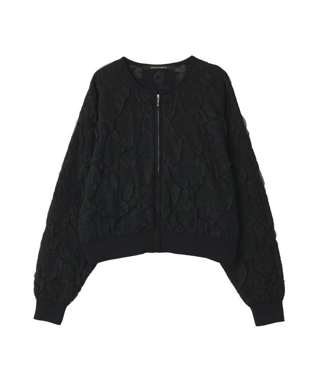 YECCA VECCA フクレジャガードニットブルゾン Black