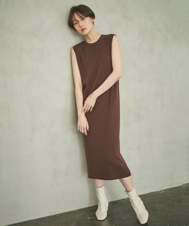 #Newans 【洗える】コットンウールニットセットアップ ブラウン系