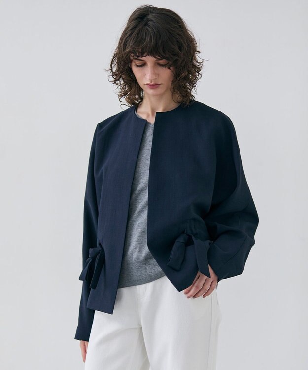 BEIGE， 【洗える・VERY3月号掲載】PORDIC / ノーカラードルマンジャケット Navy