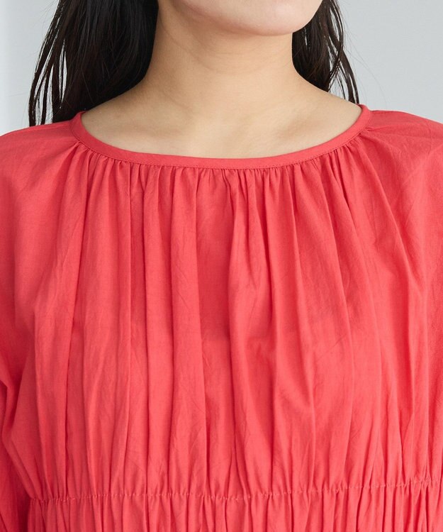 CRAFT STANDARD BOUTIQUE インド製 ハーフスリーブシャーリングワンピース Red