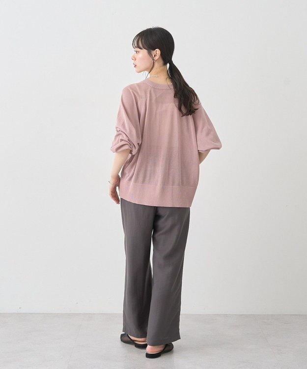 earth music&ecology 【接触冷感】キーネックシアーカーディガン Pink