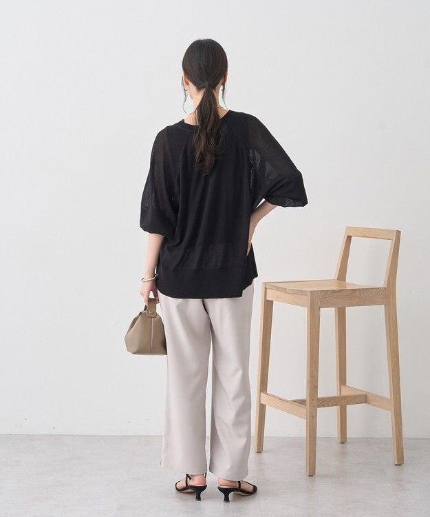 earth music&ecology 【接触冷感】キーネックシアーカーディガン Black