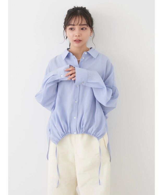 earth music&ecology ドロスト羽織シャツ Blue