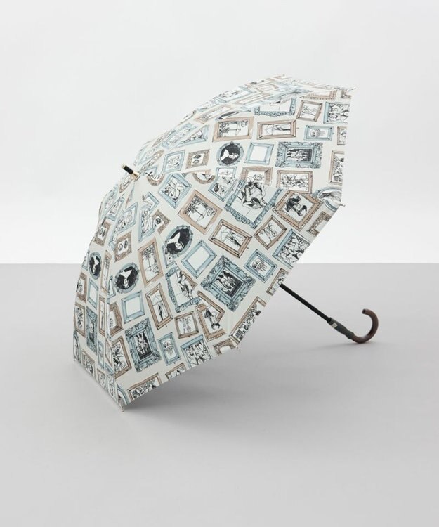 AURORA 【 Beaurance （ビューランス）】プリント額縁柄　晴雨兼用傘（長傘） ライトベージュ