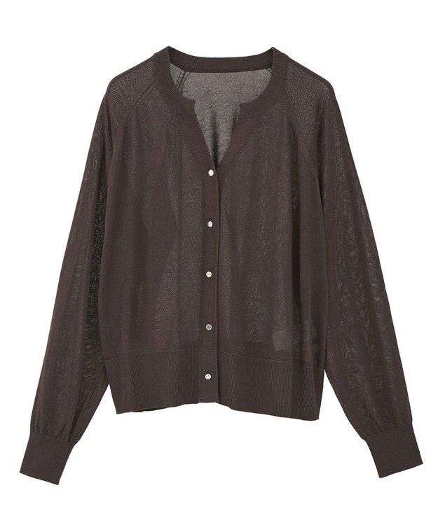 earth music&ecology 【接触冷感】キーネックシアーカーディガン Brown