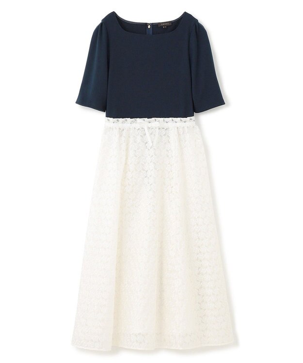 TOCCA 【洗える・消臭】FLOWER OF WINDMILL ドレス ネイビー×オフ