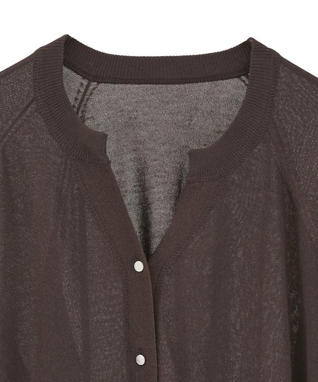 earth music&ecology 【接触冷感】キーネックシアーカーディガン Brown