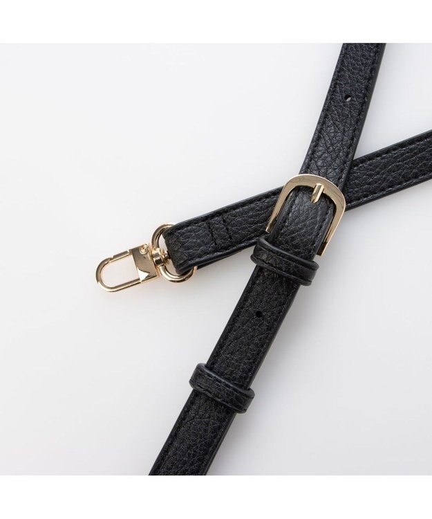 UNBILLION カシュカシュ cachecache / フェイクレザーショルダーバッグ付雑材風トート ブラックミックス