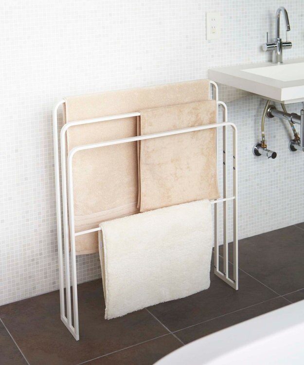 tower 横から掛けられるバスタオルハンガー 3連 タワー ホワイト ホワイト