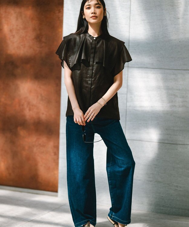 23区 【一部店舗限定】23区DENIM ストレッチ ワイドパンツ ミッドブルー