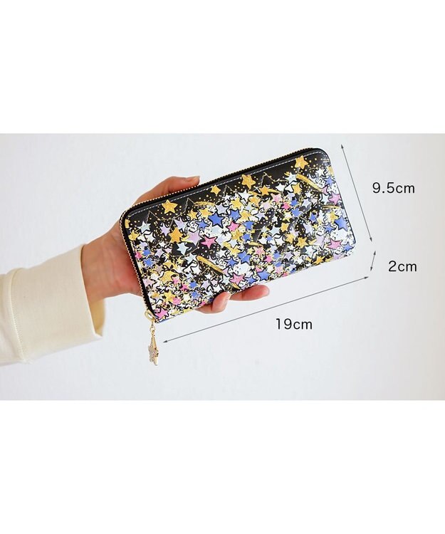 tsumori chisato CARRY ギャラクシーパネル ラウンドファスナー長財布 がま口 レザーキルティング ブラック