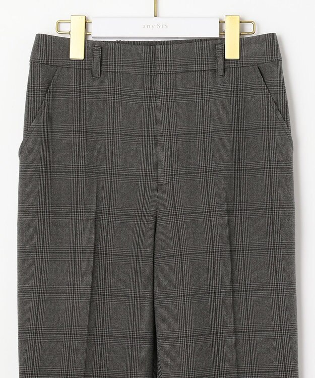 ANY SIS 【蓄熱効果】サーモトロン 2WAYストレッチ テーパードパンツ（チェック柄） チャコールチェック