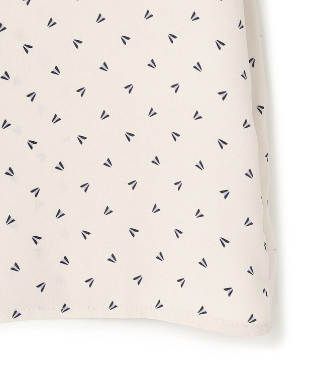 23区 L 【洗える】トライアングルプリント ネックデザイン ブラウス ベージュプリント