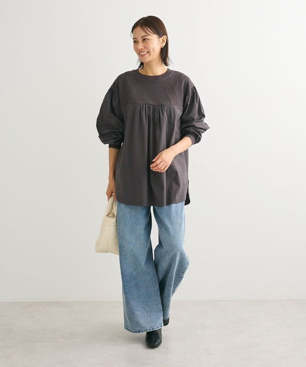 Green Parks ミニケーブルドッキングニットチュニック Charcoal Gray