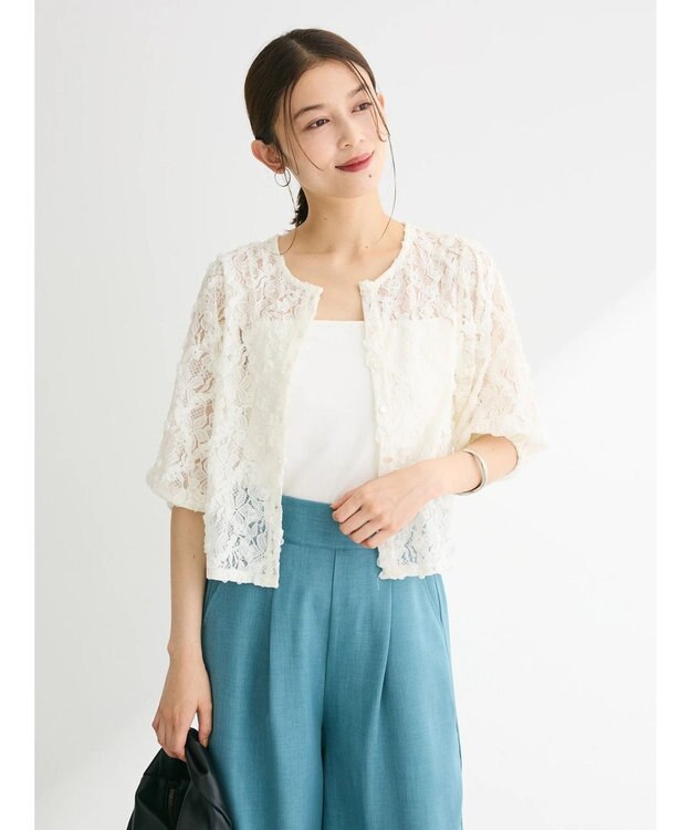 Green Parks ・SUGAR SPOON フラワーレースカーディガン Off White