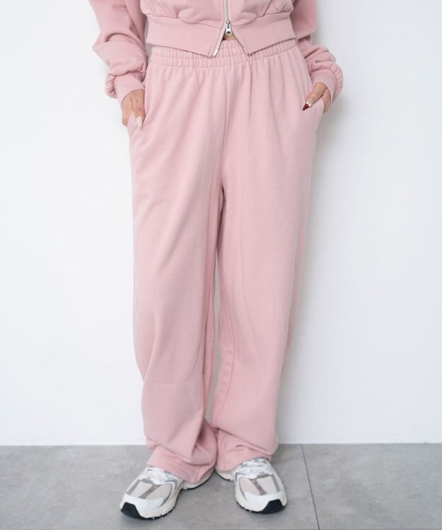 WEGO 【ウエストゴム/XSSMサイズ展開】スウェットワイドパンツ ピンク