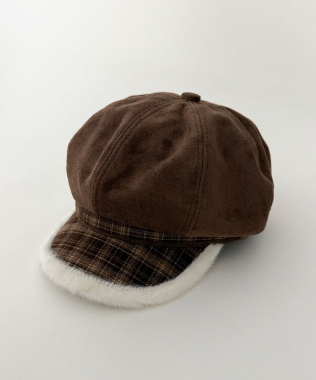 WEGO チェック柄Fスエードキャスケット ブラウン