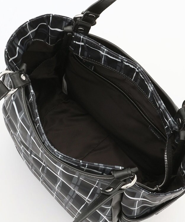 Y'SACCS ドローイングチェックトートバッグ ブラック