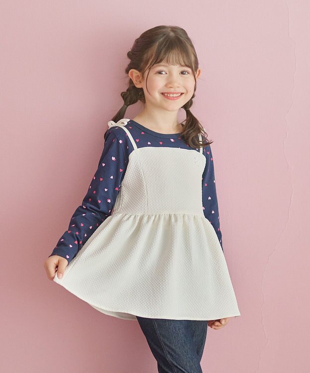 組曲 KIDS 【150-160㎝】ビスチェ＆ハートコンビ チュニック ネイビー系