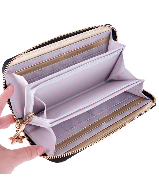 tsumori chisato CARRY ギャラクシーパネル ラウンドファスナー長財布 がま口 レザーキルティング ブラック