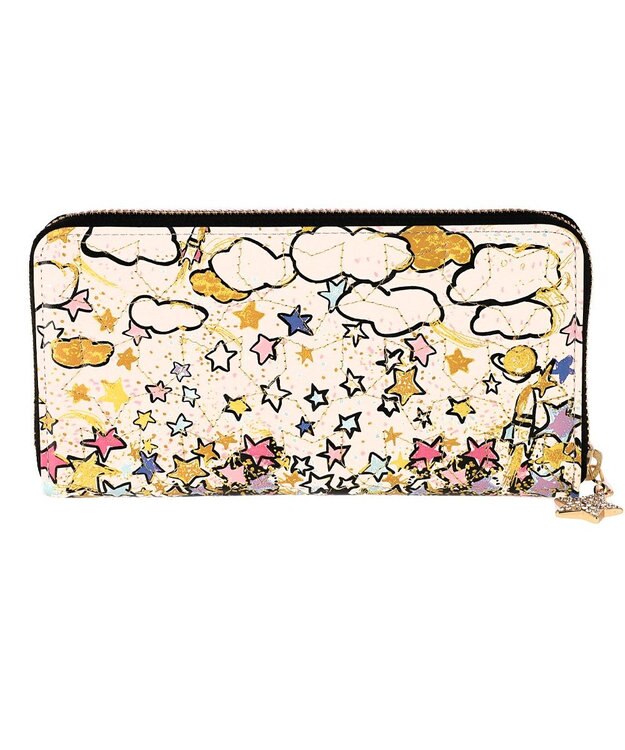 tsumori chisato CARRY ギャラクシーパネル ラウンドファスナー長財布 がま口 レザーキルティング ブラック
