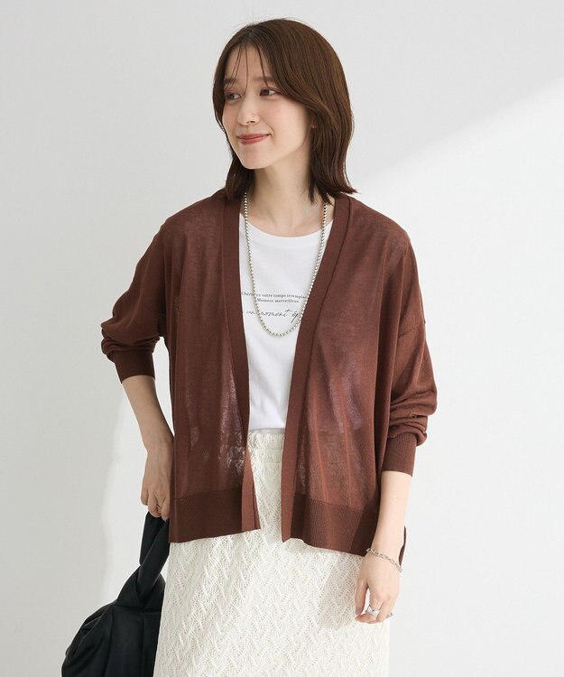 Green Parks 接触冷感ゆったりカーディガン Brown