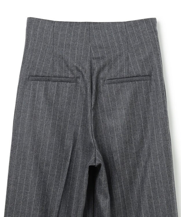 BEIGE， DELAND / ウールピンストライプハイウエストタックパンツ Gray St.