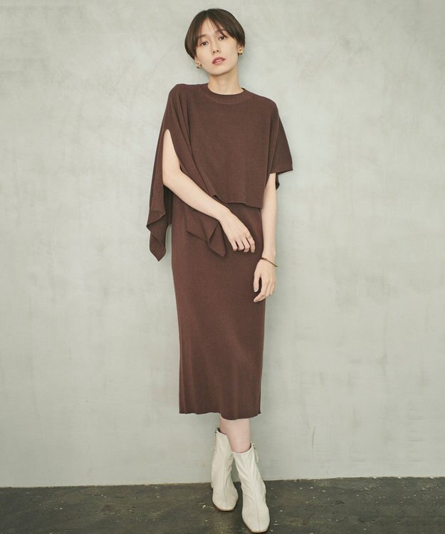 #Newans 【洗える】コットンウールニットセットアップ ブラウン系
