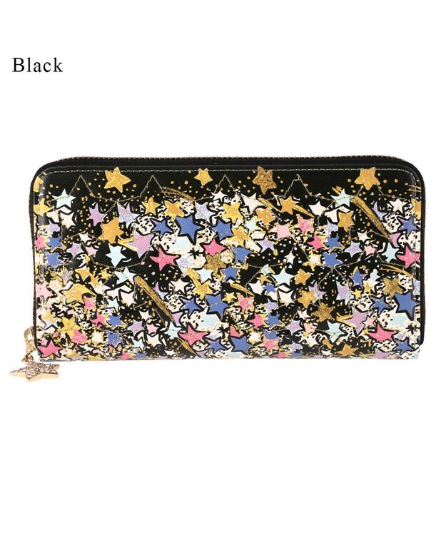 tsumori chisato CARRY ギャラクシーパネル ラウンドファスナー長財布 がま口 レザーキルティング ブラック