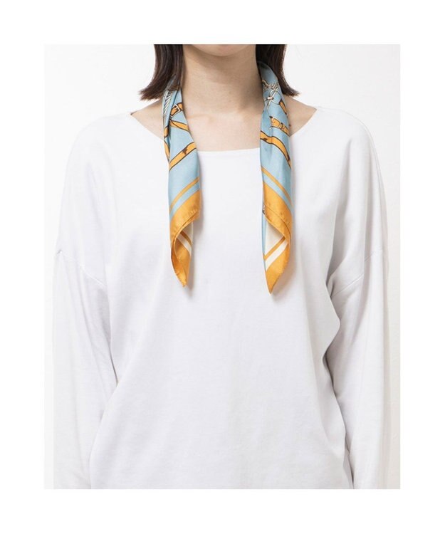 UNBILLION カカトゥ kakatoo / ベルト柄配色シルクスカーフ サックスブルー