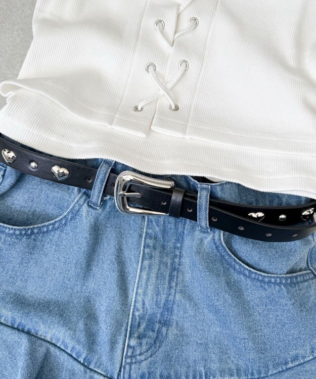 WEGO Lハートスタッズベルト ブラック