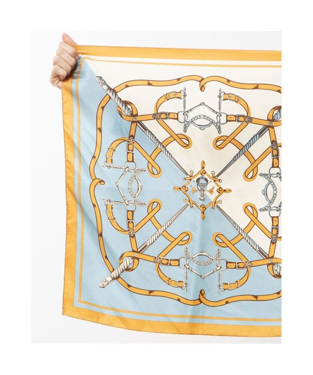 UNBILLION カカトゥ kakatoo / ベルト柄配色シルクスカーフ サックスブルー