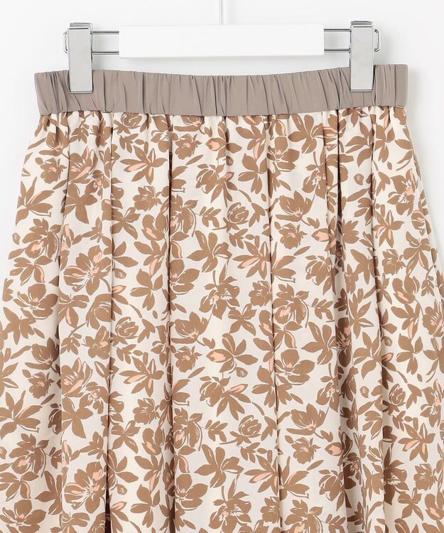 自由区 【カタログ掲載・洗える】スノーフラワープリント スカート モカ系